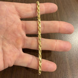 14k Yellow Gold 17.5g Solid Heavy 4.5mm Diamond Cut Men's Rope Bracelet 8.5"