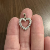 14k White Gold and 0.30cttw Diamond Vintage Heart Pendant 1"