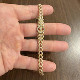 14k Yellow Gold and 0.50cttw Diamond Ladies Fancy V Link Bracelet 7"
