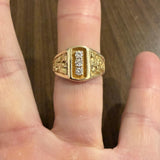 14k Yellow Gold and 0.15cttw Diamond Vintage Men's Solid Nugget Ring Size 9