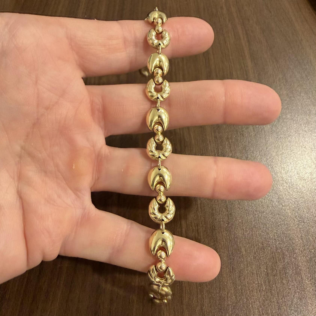 14k Yellow Gold 16.8g Vintage Ladies 10mm Fancy Link Bracelet Italy 8"