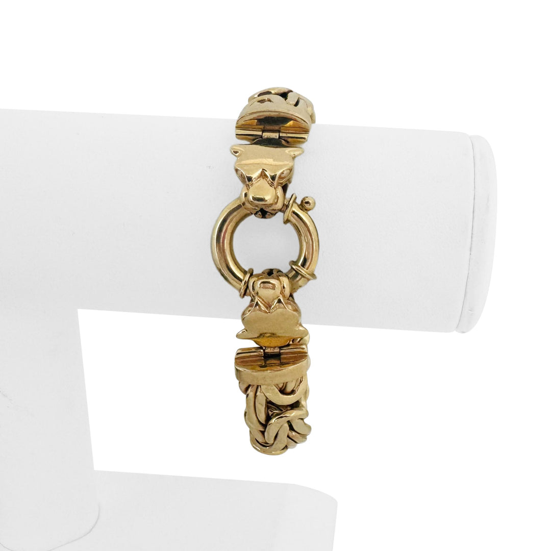 14k Yellow Gold 41.6g Heavy Thick Byzantine Link Panther Clasp Bracelet 7.5"