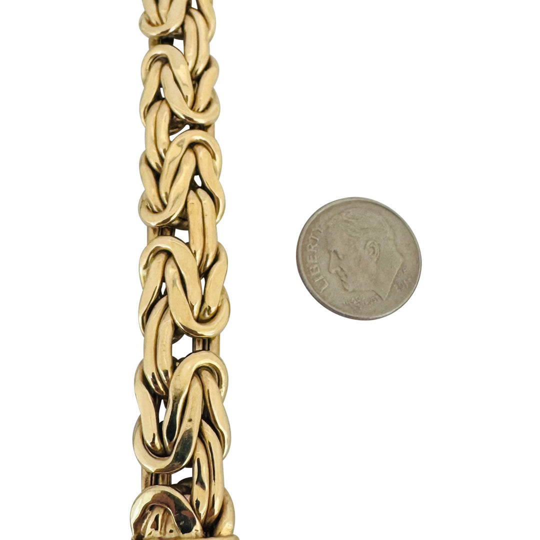 14k Yellow Gold 41.6g Heavy Thick Byzantine Link Panther Clasp Bracelet 7.5"