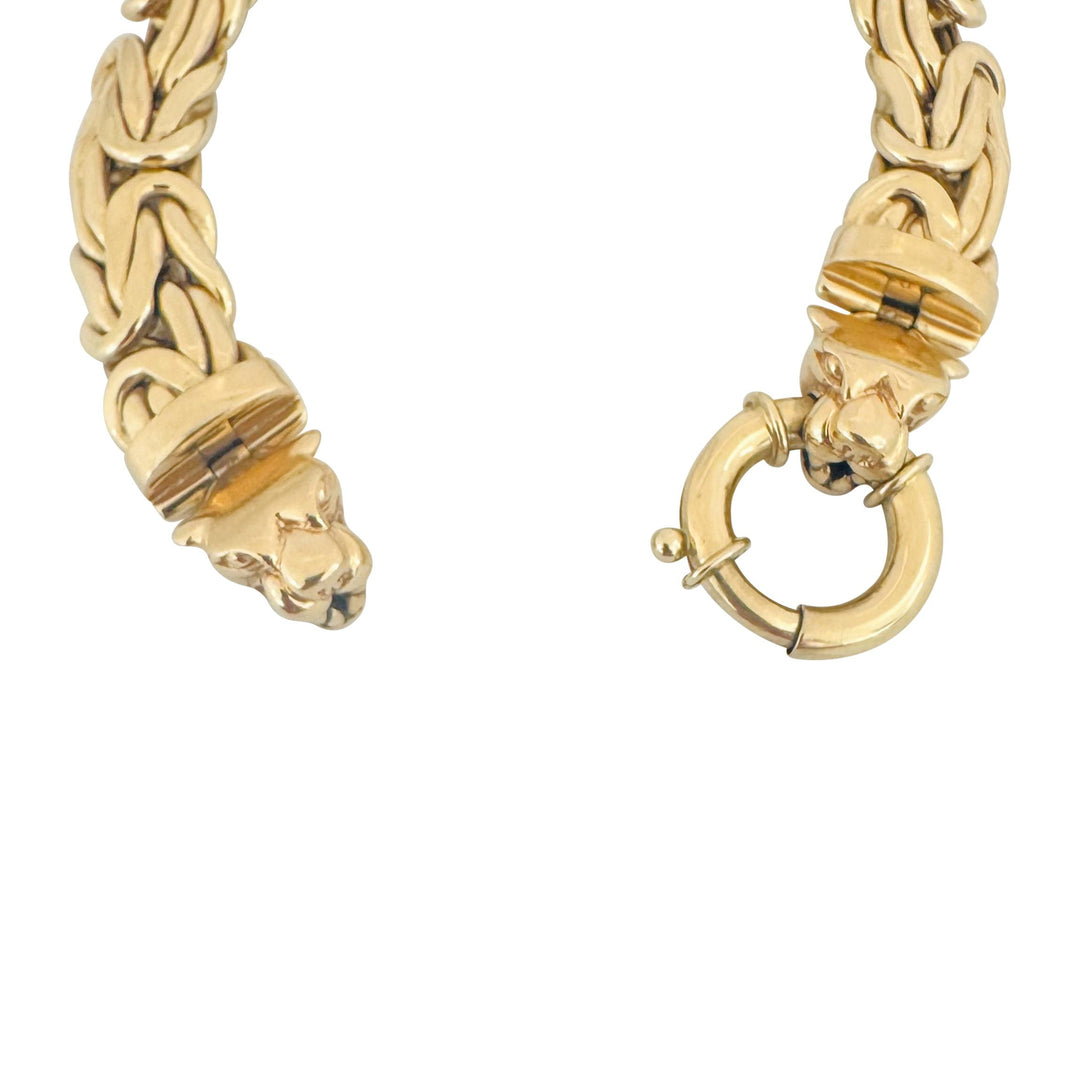 14k Yellow Gold 41.6g Heavy Thick Byzantine Link Panther Clasp Bracelet 7.5"