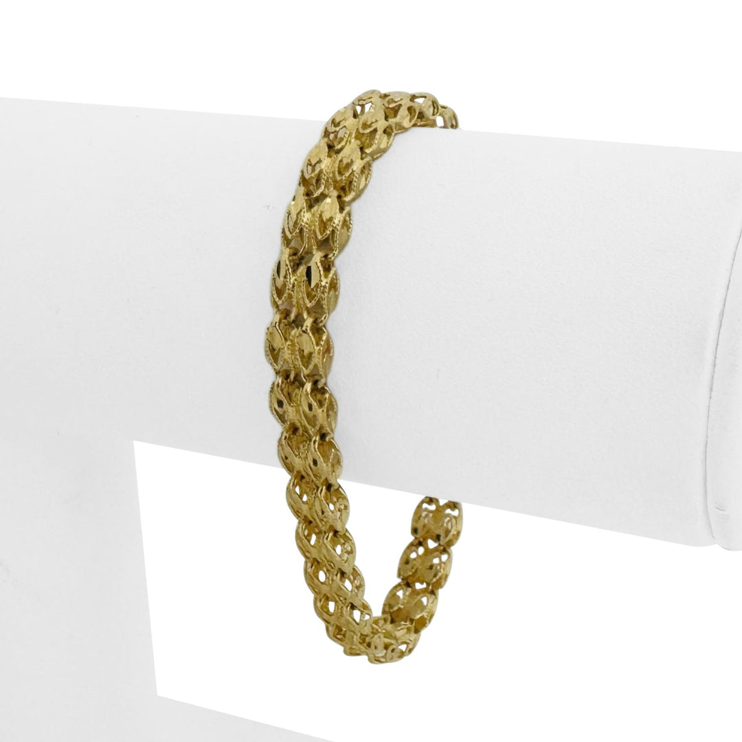 14k Yellow Gold 13.8g Solid Diamond Cut 7mm Fancy Link Bracelet 7"