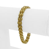 14k Yellow Gold 13.8g Solid Diamond Cut 7mm Fancy Link Bracelet 7"