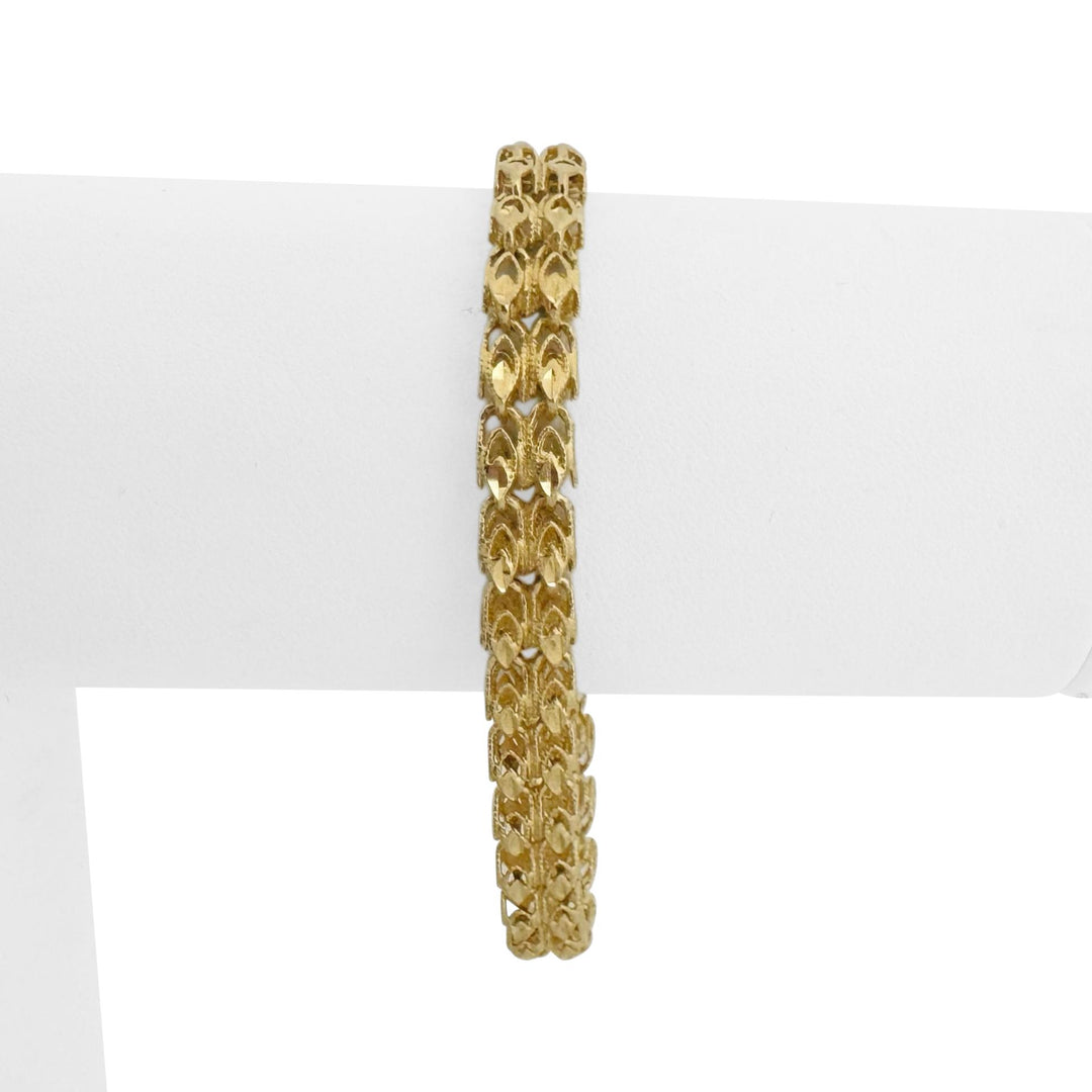 14k Yellow Gold 13.8g Solid Diamond Cut 7mm Fancy Link Bracelet 7"