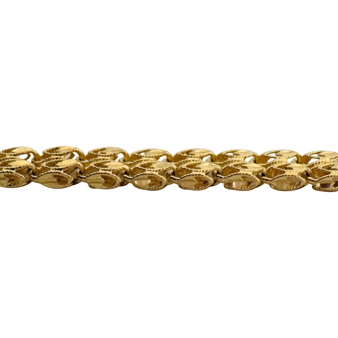 14k Yellow Gold 13.8g Solid Diamond Cut 7mm Fancy Link Bracelet 7"