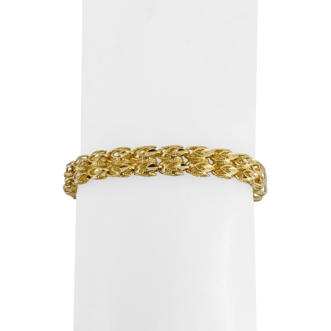 14k Yellow Gold 13.8g Solid Diamond Cut 7mm Fancy Link Bracelet 7"