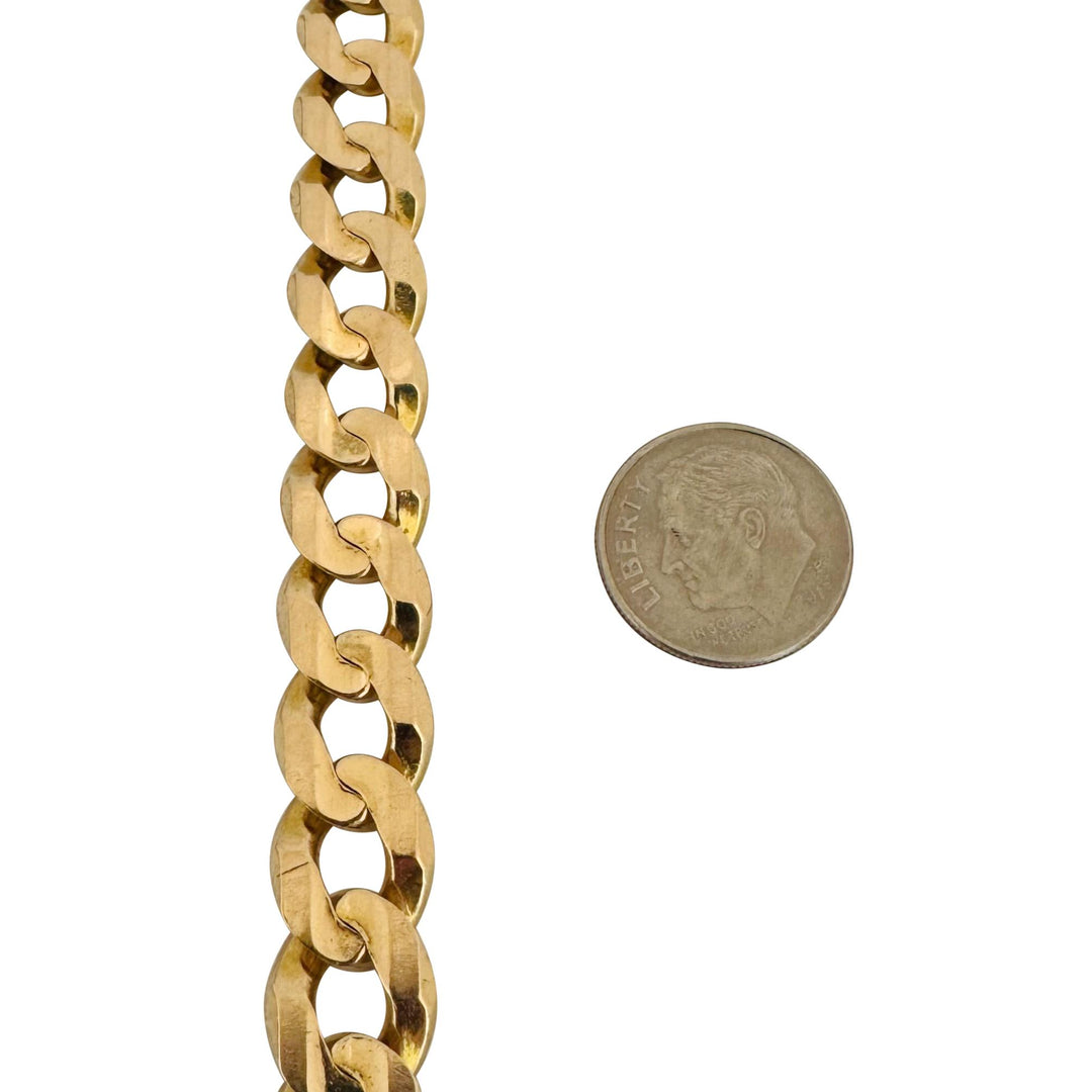 14k Yellow Gold 38.5g Solid Heavy 10mm Curb Link Bracelet 9"