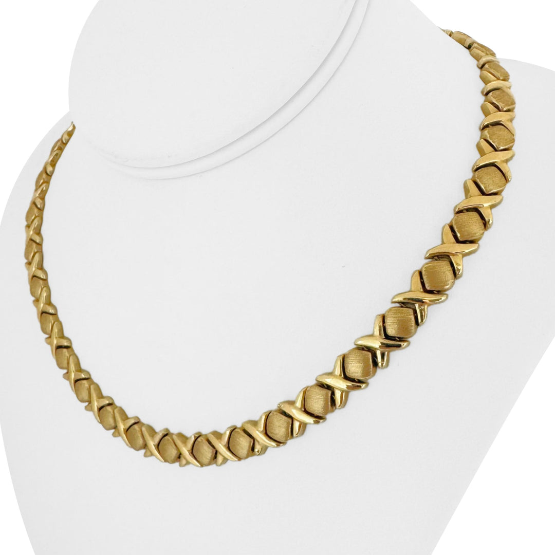 14k Yellow Gold 31.6g Hugs and Kisses XO Link Necklace Turkey 17"