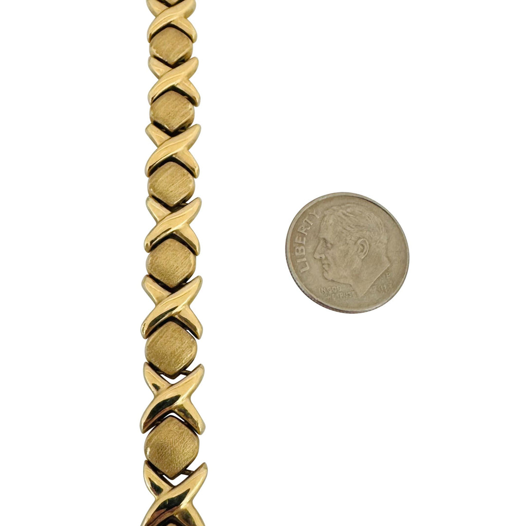 14k Yellow Gold 31.6g Hugs and Kisses XO Link Necklace Turkey 17"