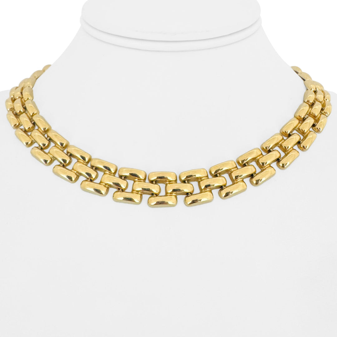 14k Yellow Gold 38.9g Thick Polished 12mm Panther Link Necklace Italy 16"