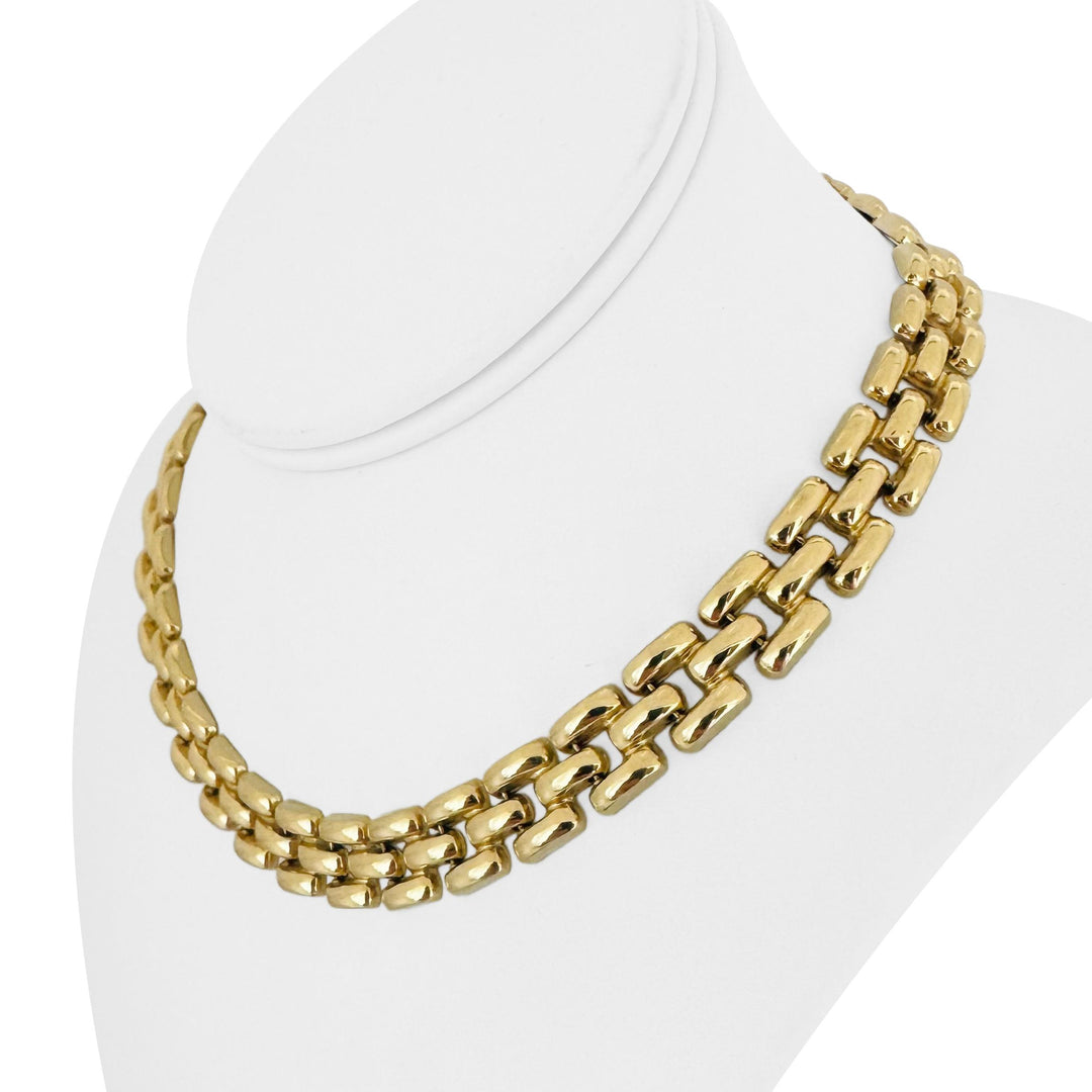 14k Yellow Gold 38.9g Thick Polished 12mm Panther Link Necklace Italy 16"