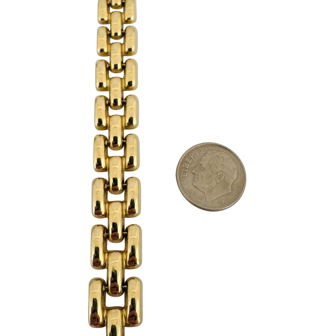 14k Yellow Gold 38.9g Thick Polished 12mm Panther Link Necklace Italy 16"