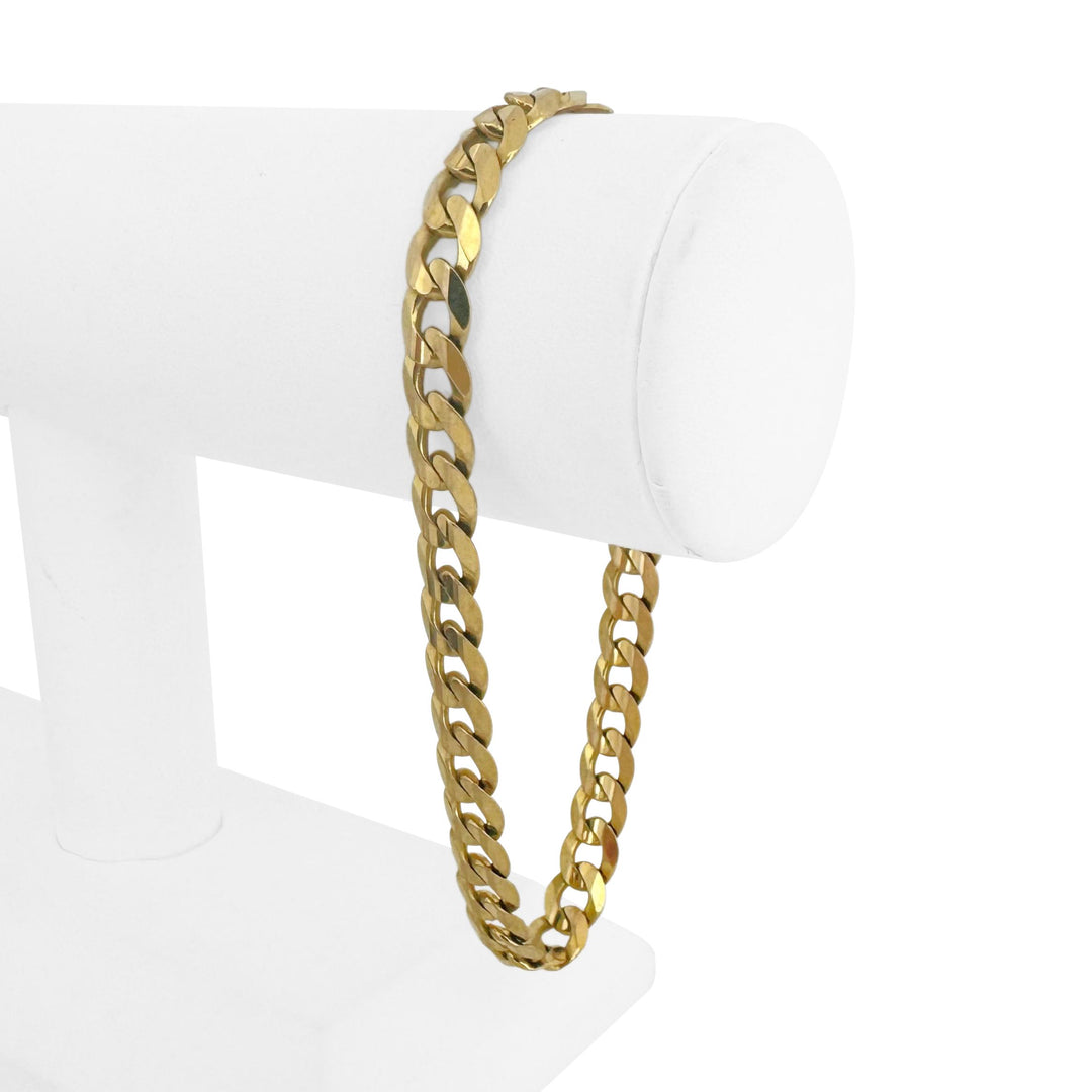 14k Yellow Gold 22g Solid Men's 8mm Curb Link Bracelet Italy 9"