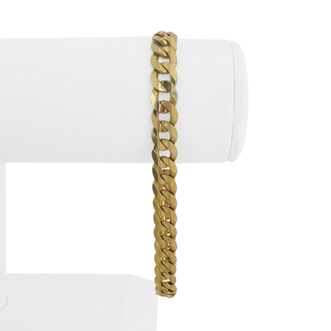 14k Yellow Gold 22g Solid Men's 8mm Curb Link Bracelet Italy 9"