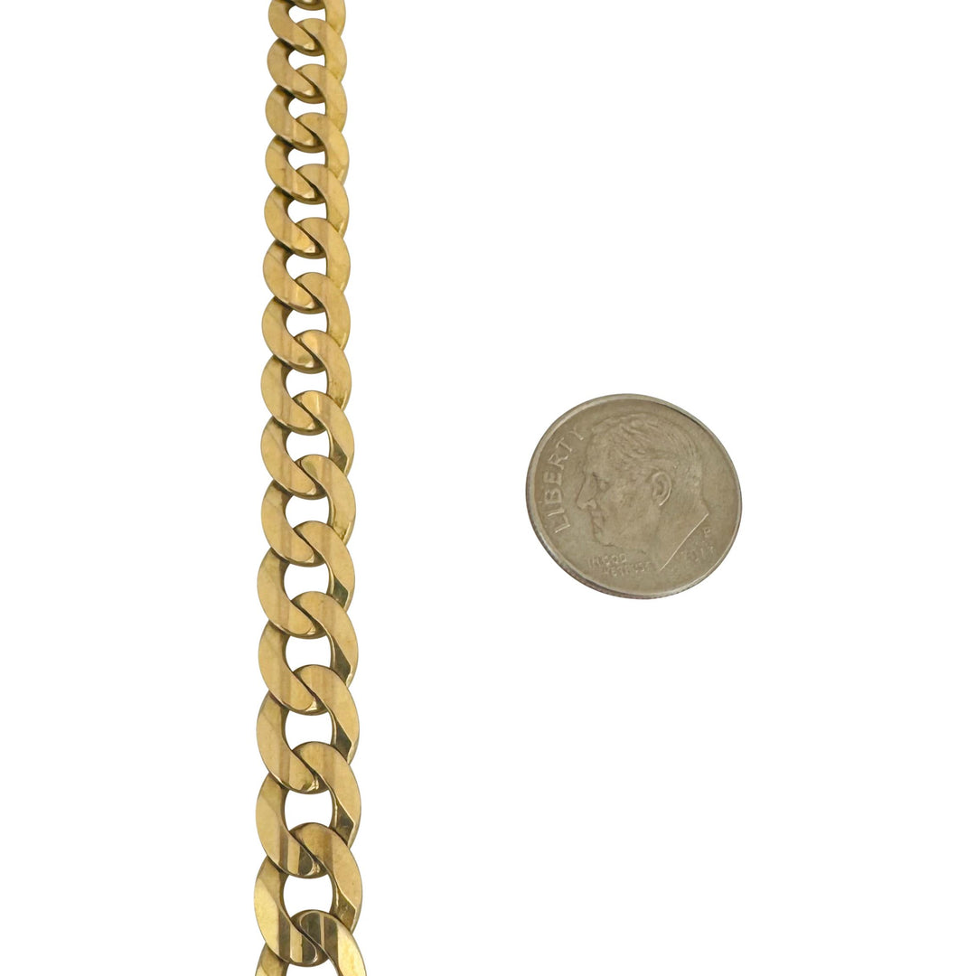 14k Yellow Gold 22g Solid Men's 8mm Curb Link Bracelet Italy 9"