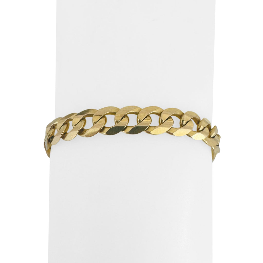14k Yellow Gold 22g Solid Men's 8mm Curb Link Bracelet Italy 9"