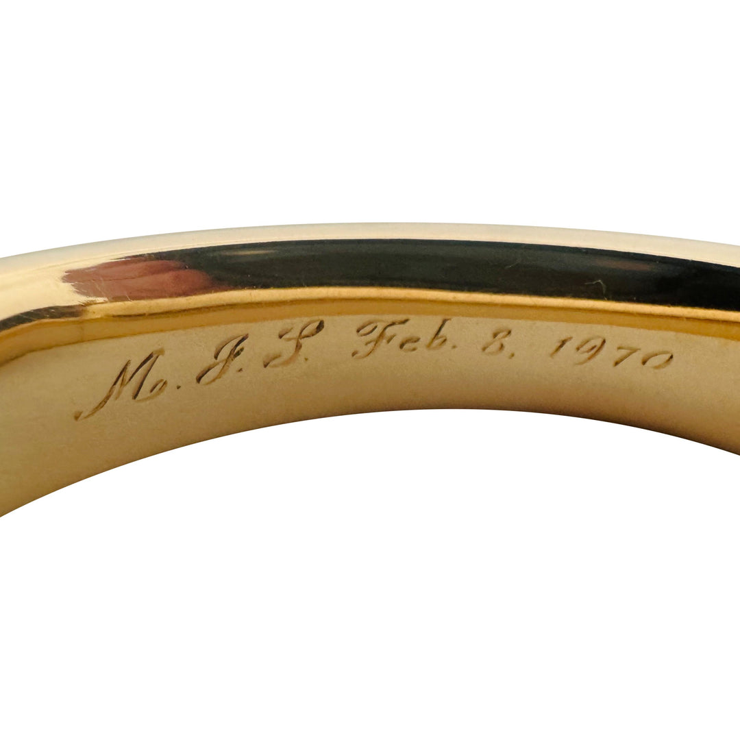 14k Yellow Gold 23g Vintage Ladies 14mm Floral Bangle Bracelet 6.5"