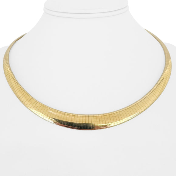 14k Yellow Gold 38g Solid Graduated Omega Link Necklace Italy 18
