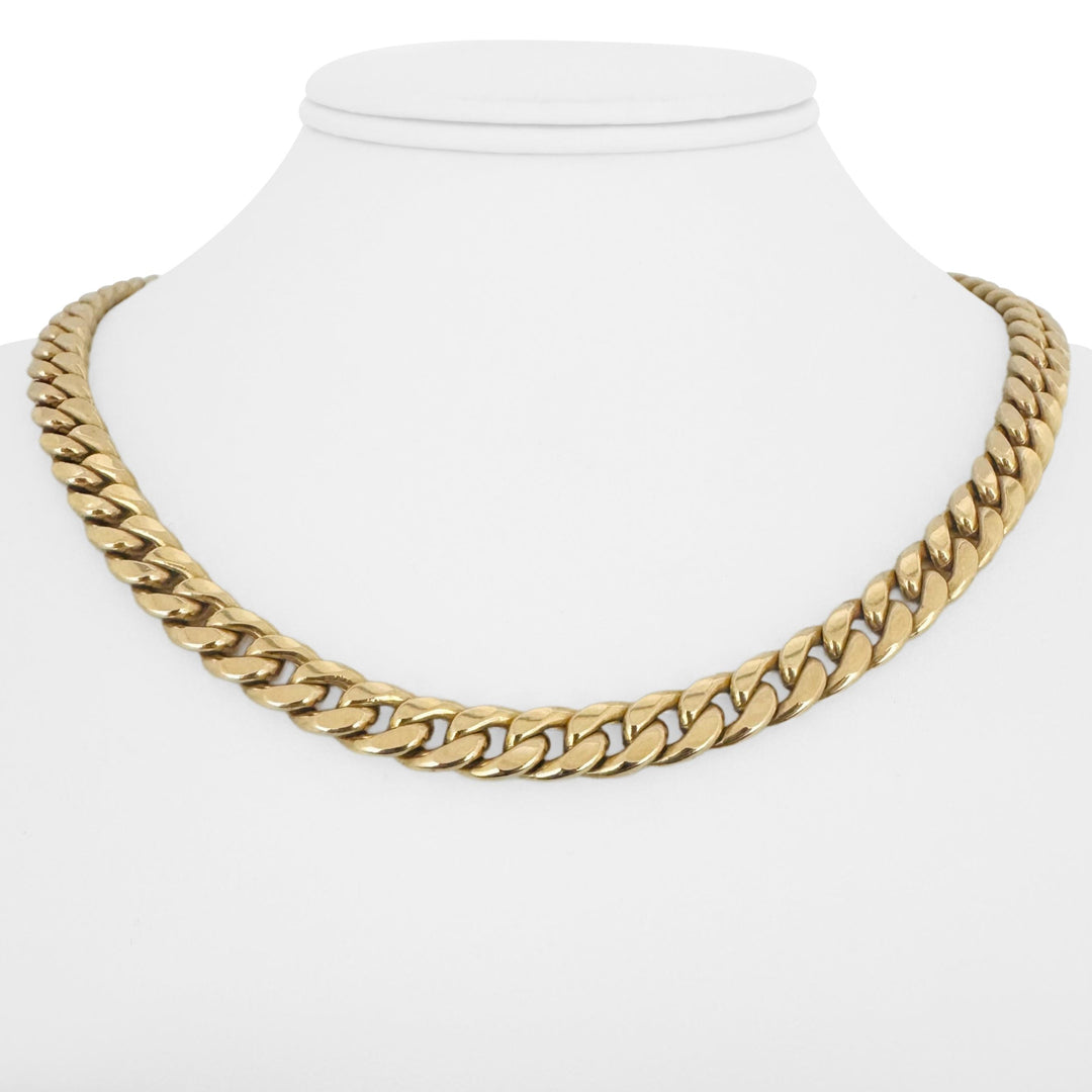 14k Yellow Gold 41g Semi Solid 8mm Cuban Link Chain Necklace Italy 18"