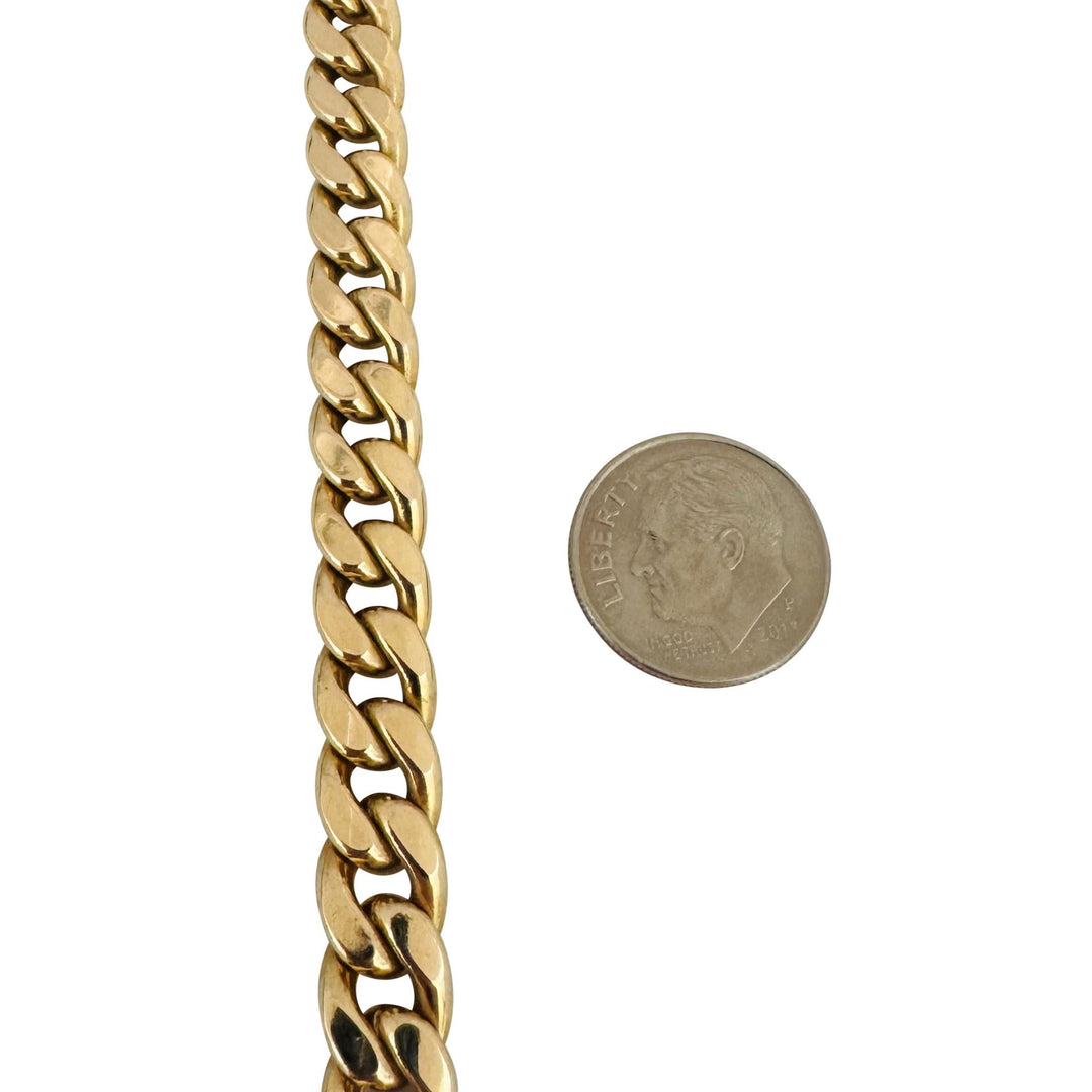 14k Yellow Gold 41g Semi Solid 8mm Cuban Link Chain Necklace Italy 18"