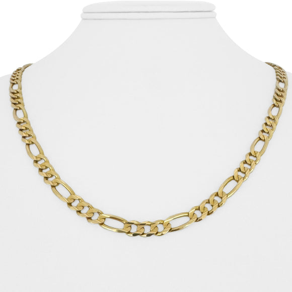 14k Yellow Gold 24.6g Solid 6mm Figaro Link Chain Necklace Italy 20