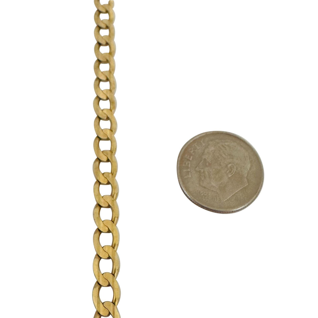 10k Yellow Gold 11.6g Semi Solid 5mm Curb Link Chain Necklace Turkey 20"