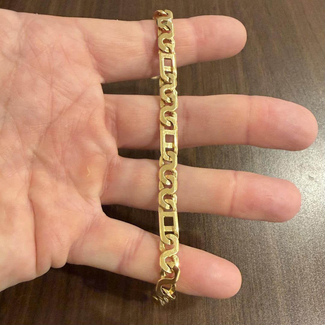 14k Yellow Gold 20.2g Solid Vintage Men's 7mm Figarucci Link Bracelet Italy 8"