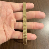 14k Yellow Gold 20.5g Solid Vintage 9mm Beaded Wheat Link Bracelet Mexico 7"