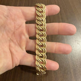 14k Yellow Gold 33.2g Heavy Ladies 17mm Double Curb Link Bracelet 7.75"