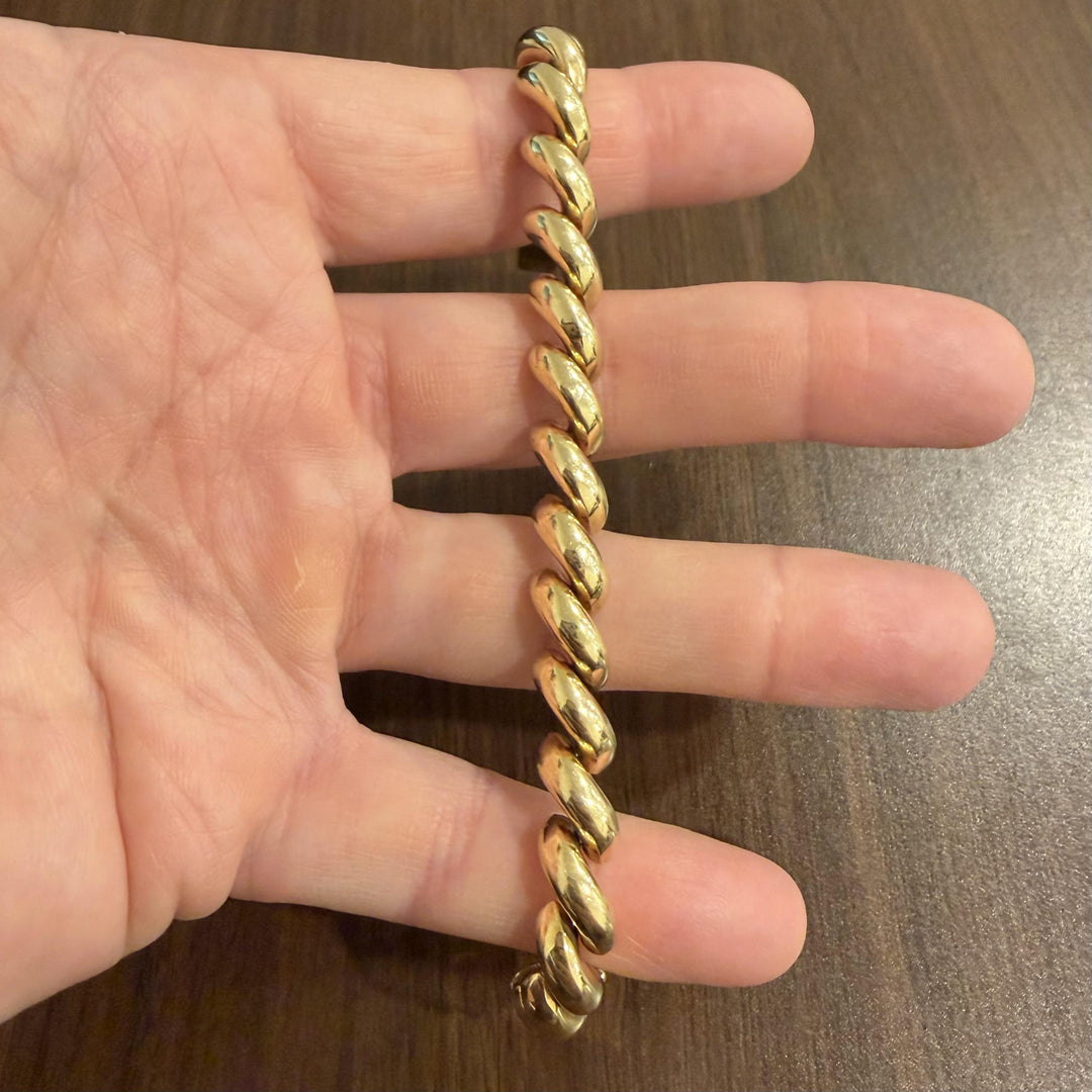 14k Yellow Gold 23.5g Ladies Polished 9mm San Marco Link Bracelet Italy 7"