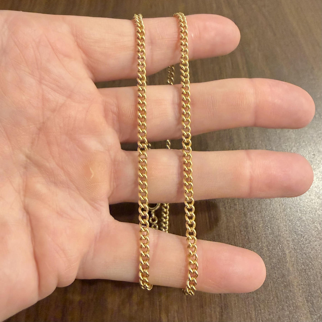 19k Portuguese Yellow Gold 25.4g Solid 3.5mm Curb Link Chain Necklace 22"