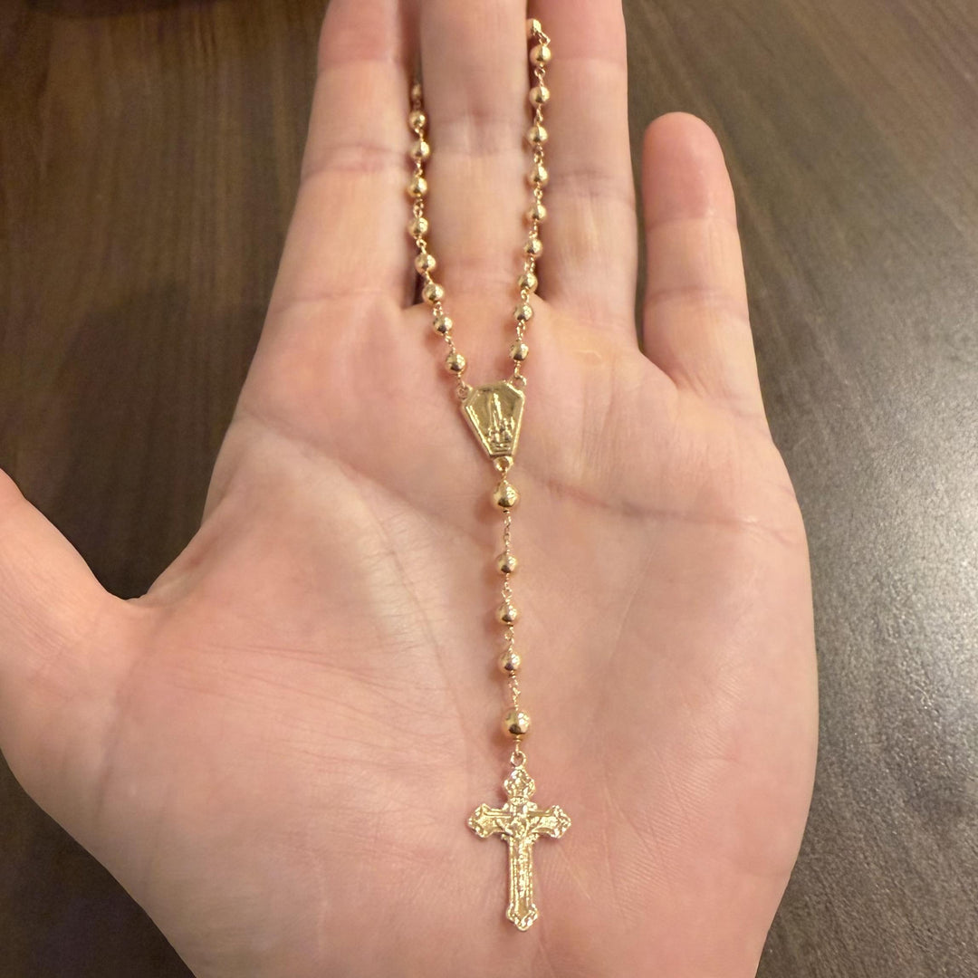19k Portuguese Yellow Gold 11.9g Rosary Bead Necklace 21"