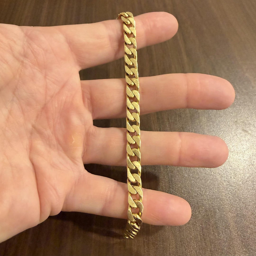 18k Yellow Gold 35.2g Solid Heavy Vintage Curb Link Bracelet 7.5"