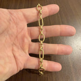 18k Yellow Gold 7.3g Hollow Vintage 7.5mm Fancy Cable Link Bracelet Italy 7.25"