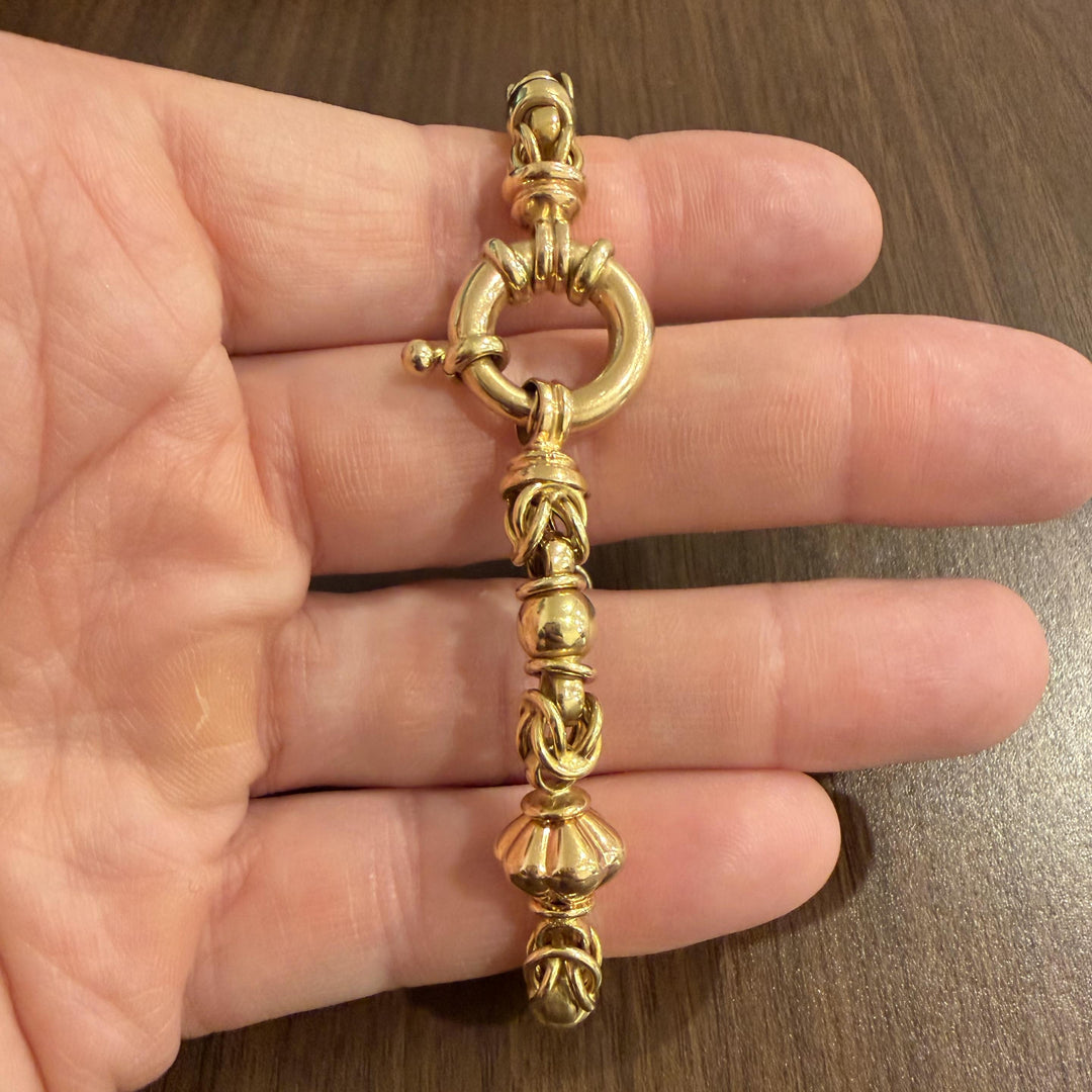 18k Yellow Gold 32g Heavy Vintage Fancy Link Bracelet Italy 8"