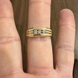 14k Yellow Gold and 0.40cttw Three Diamond Men's Band Ring Size 11