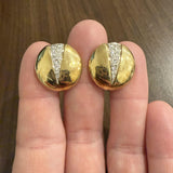 14k Yellow Gold and 1cttw Diamond Vintage Circle Disc Stud Earrings