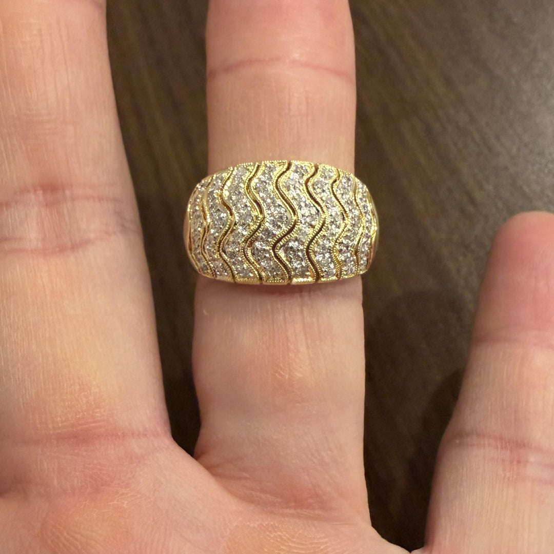 14k Yellow Gold and 0.40cttw Domed Pave Band Ring Size 9