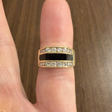 14k Yellow Gold 0.60cttw Diamond and Onyx Squared Ring Size 5.75
