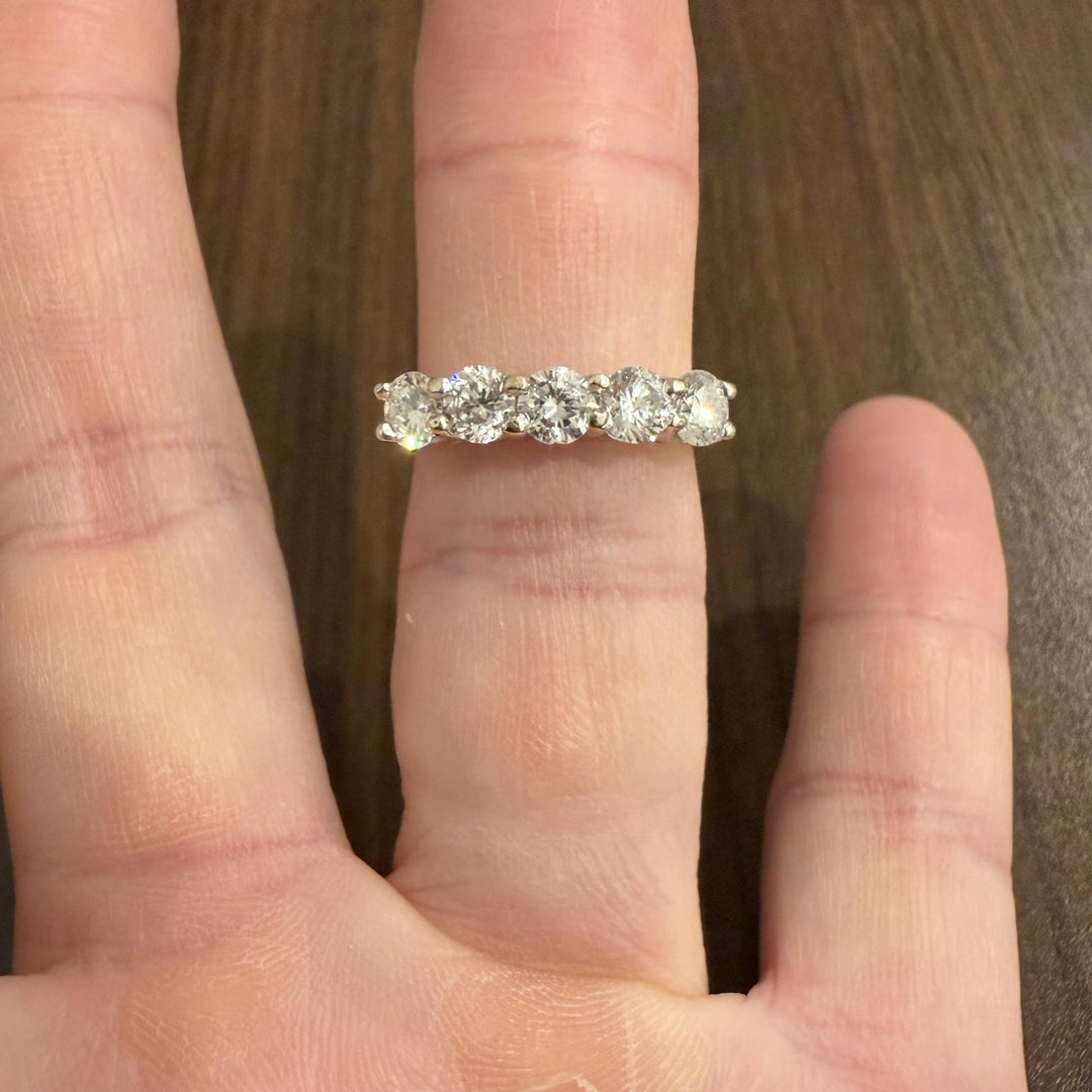 14k White Gold and 1.50cttw Five Diamond Vintage Ring Size 8