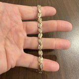14k Yellow Gold and 1cttw Baguette Diamond Fancy Link Bracelet 7"