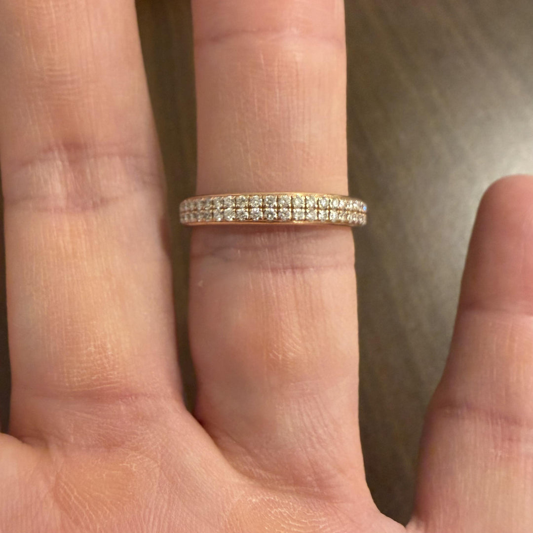 14k Rose Gold and 0.50cttw Diamond Half Eternity Two Row Band Ring Size 9.5