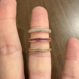 18k Rose Gold 1cttw Diamond and Ruby Unique Three Band Ring Size 8