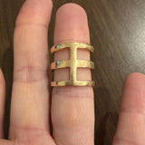 18k Rose Gold 1cttw Diamond and Ruby Unique Three Band Ring Size 8