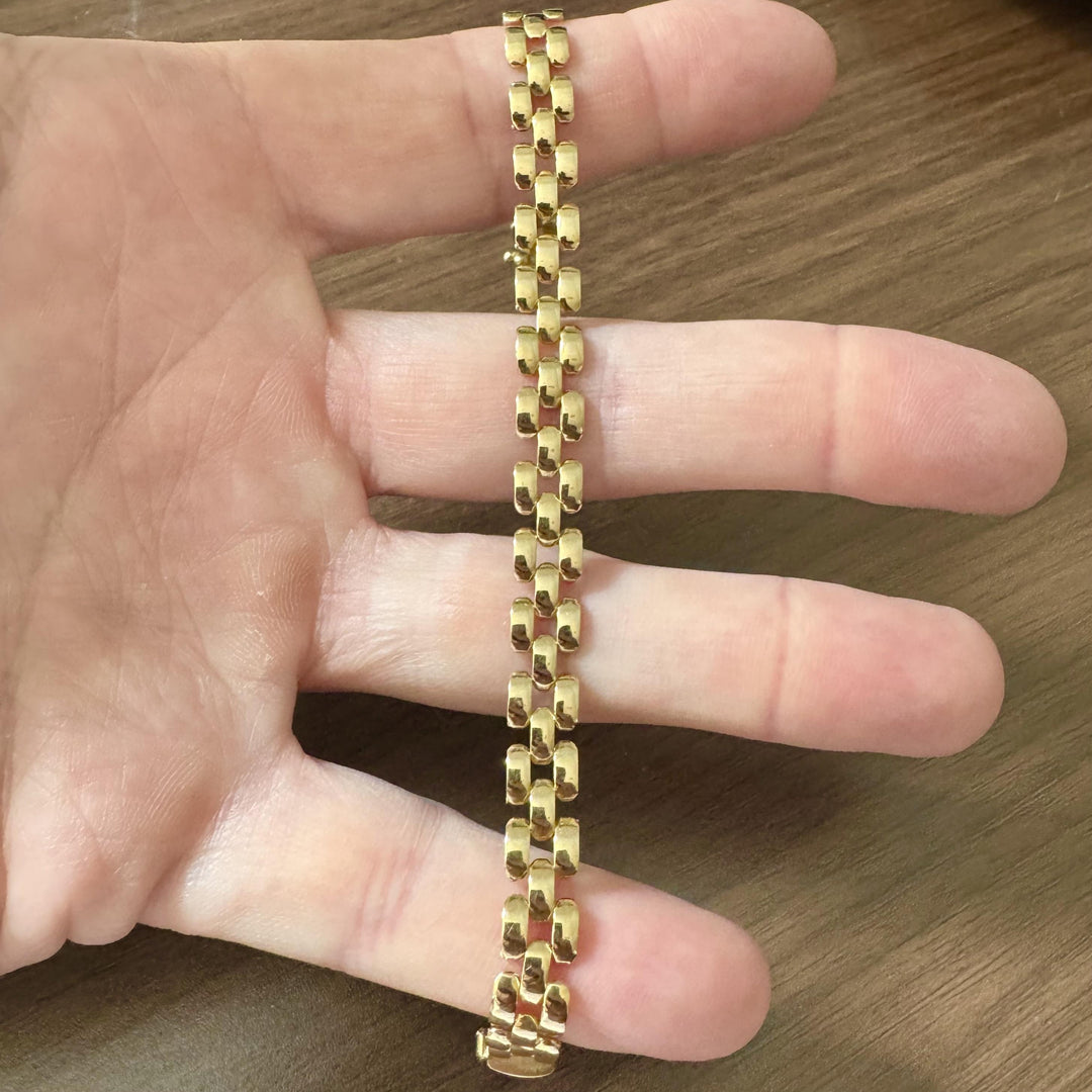 18k Yellow Gold 12.5g Ladies Polished 8mm Panther Link Bracelet Italy 7.5"