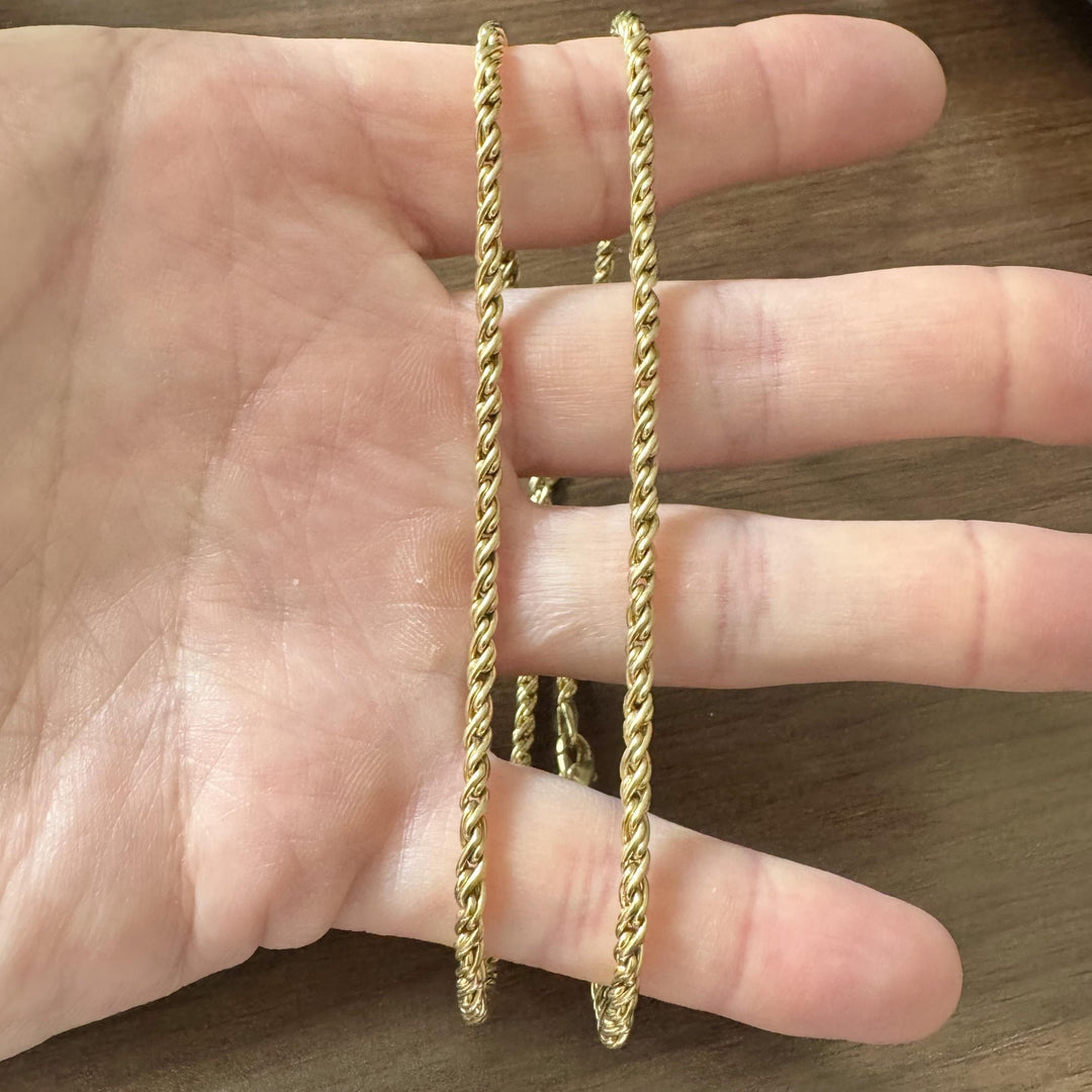 18k Yellow Gold 38.3g Solid Heavy 3mm Vintage Twisted Link Necklace Italy 24"