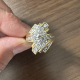 14k Yellow Gold and 1cttw Diamond Vintage Cluster Bypass Ring Size 9